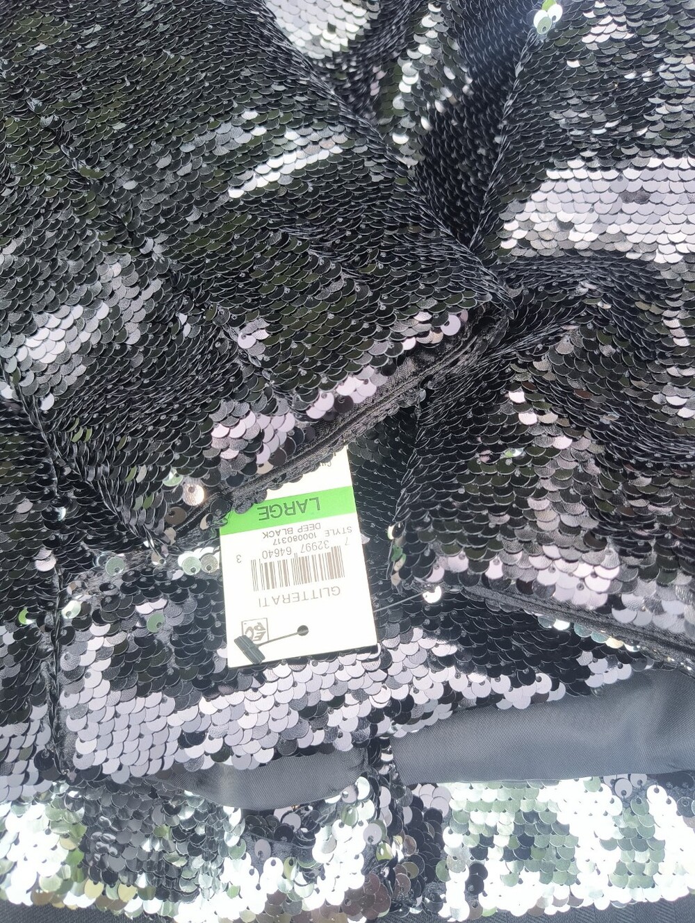 INC International Concepts Black Sequin Puffer Jacket